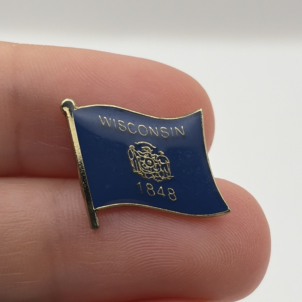 Wisconsin State Flag United States Of‎ America Lapel Hat Pin